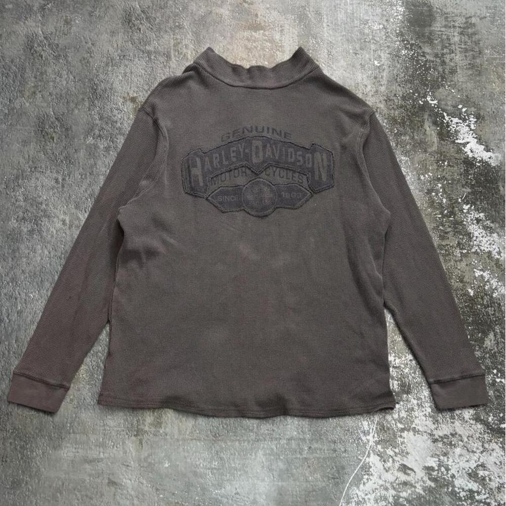 Harley Davidson Gray Quarter Zip Thermal Shirt. Size XXL